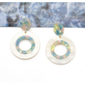 Yiwu mina factory round shape acetate and acrylic earrings women jewelry